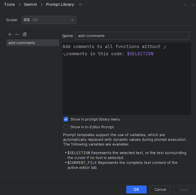 IntelliJ Prompt Library